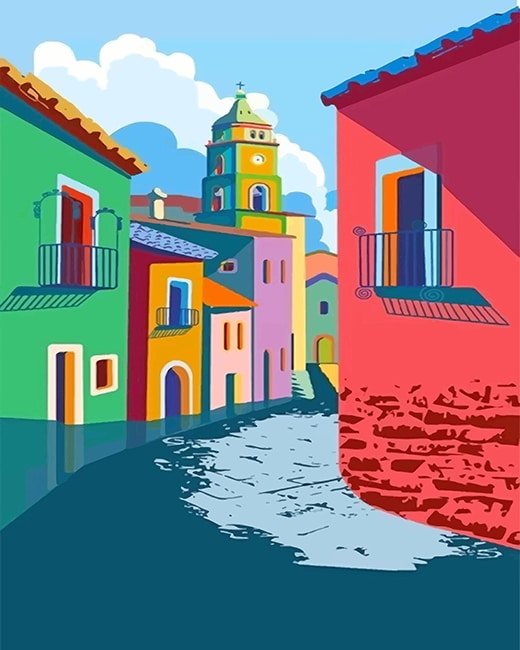 Colorful Houses NEW Paint By Numbers Numeral Paint Kit