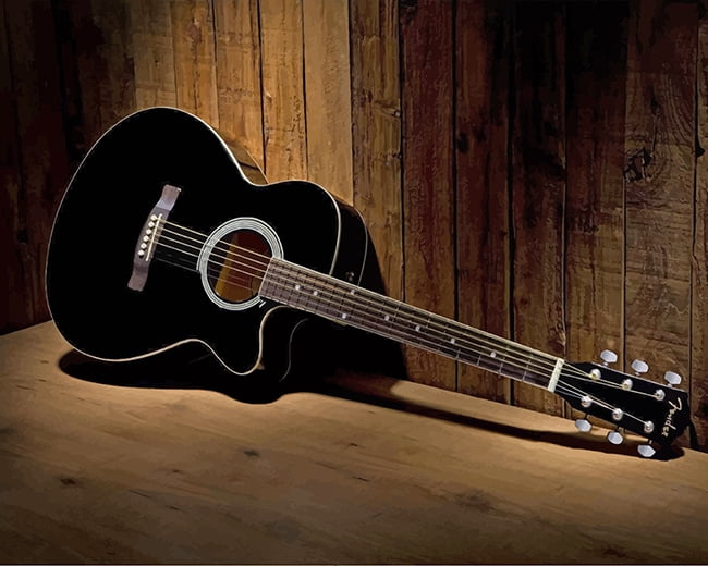 Black Guitar Paint By Numbers Numeral Paint Kit