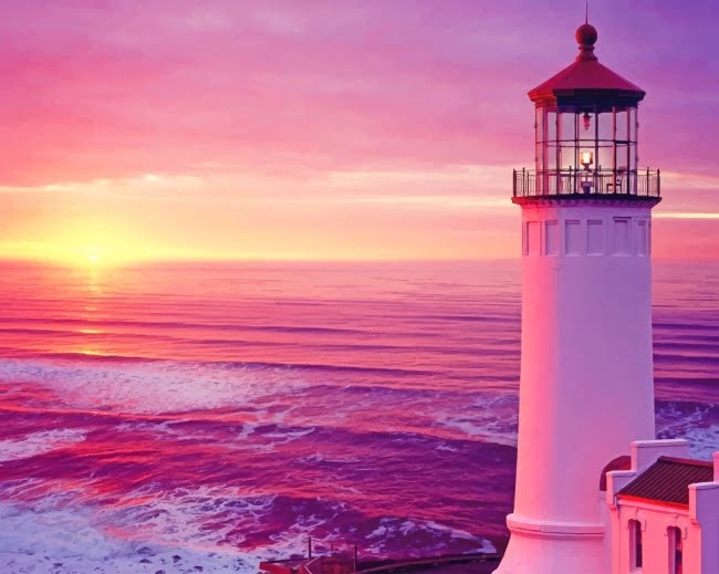 Lighthouse Sunset Paint By Numbers Numeral Paint