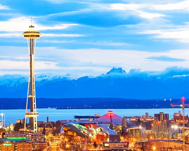 Space Needle Seattle Paint By Numbers - Numeral Paint Kit