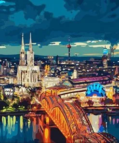 Night Bridge Frankfurt Paint By Numbers