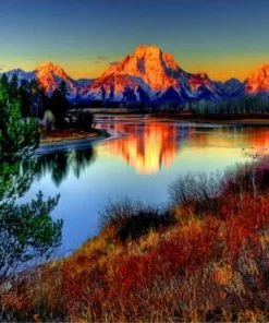 Reflection Mountain Lake Landscape Paint By Numbers