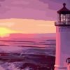 Lighthouse Purple Sunset Paint By Numbers
