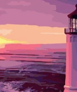 Lighthouse Purple Sunset Paint By Numbers