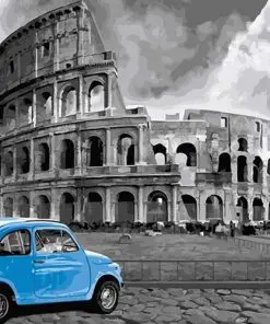 Colosseum And Blue Car Paint By Numbers