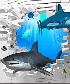 two sharks paint by numbers