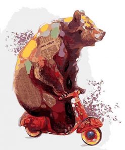 Bear On Bike Paint By Numbers