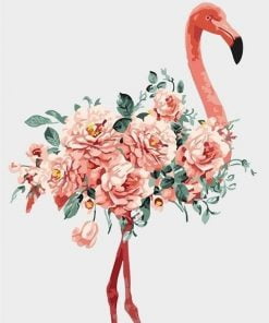 Pink Flowers Flamingo Paint By Numbers