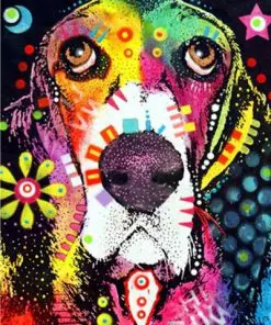 abstract colorful dog paint by numbers