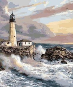 Crashing Waves Lighthouse Paint By Numbers