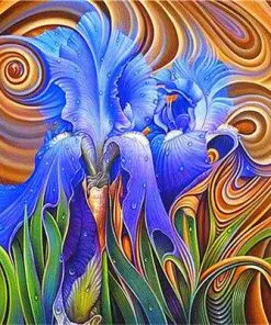 abstract blue flowers paint by numbers