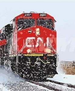 Train In Snow Paint By Numbers