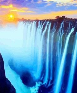 Sunset Over Waterfall Paint By Numbers