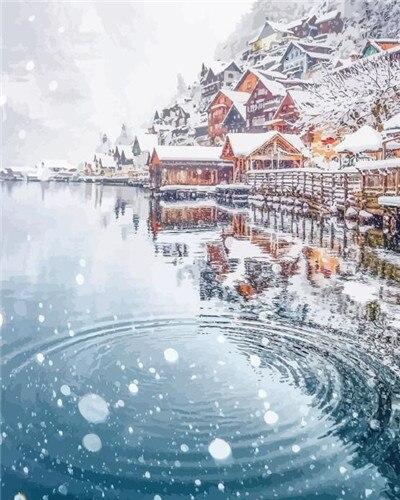 Hallstatt In Snow Paint By Numbers
