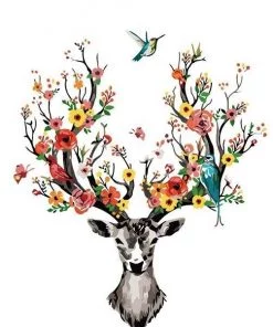 Deer Floral Antlers Paint By Numbers