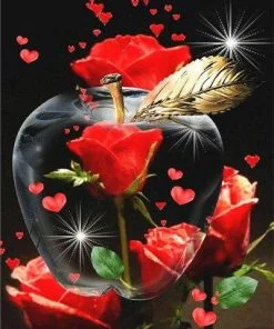 Glass Apple Roses Paint By Numbers