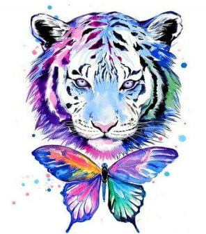 Tiger And Butterfly Paint By Numbers