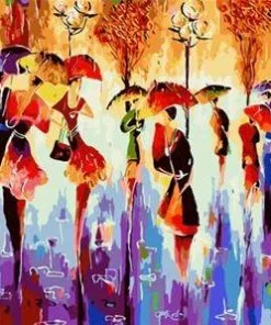 Abstract Walkers In Rain Paint By Numbers