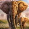 African Elephant And Calf Paint By Numbers