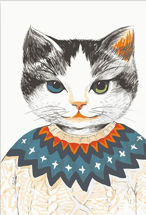 Oil Number Painting Cartoon DIY Cat Painting Kit With Numbered