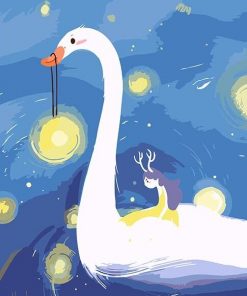 Anime Girl And Swan Paint By Numbers