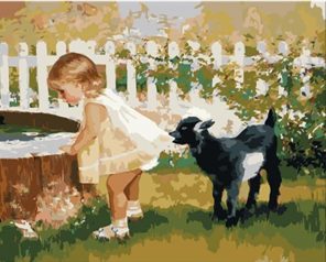 Black Sheep And Little Girl paint by numbers