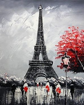 Black and White Paris Eiffel Tower paint by numbers