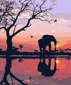 Elephant Silhouette Paint By Numbers