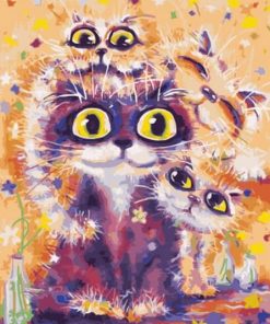 Four Funny Cats Paint By Numbers