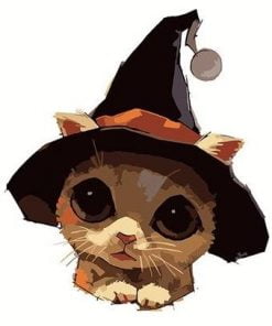 Cat In Witch Hat Paint By Numbers