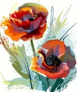 Red Anemones paint by numbers