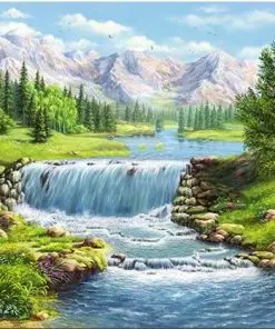 Impulsive River  Landscape Paint By Numbers