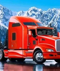 Red Truck In Snow Paint By Numbers