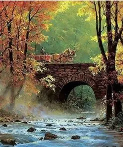 Autumn Forest Bridge Paint By Numbers
