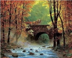 Autumn Forest Bridge Paint By Numbers - Numeral Paint Kit