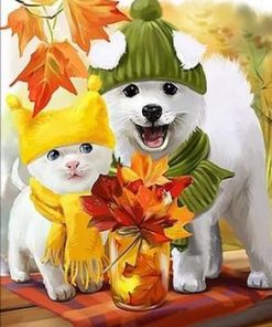 Autumn Cat And Dog Paint By Numbers