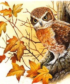Owl Stands In A Tree Hole Paint By Numbers