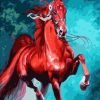 Red Jumping Horse Paint By Numbers