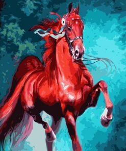 Red Jumping Horse Paint By Numbers