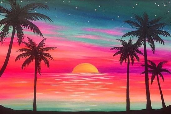 QUITEDEW Beach Paint by Number Kits, Landscape Paint by Numbers for Adults, Sunset Oil Painting by Numbers on Canvas for Home Wall Decor 16 x 20 inch