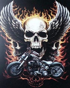 Motorcycle Skull Paint By Numbers - Numeral Paint Kit