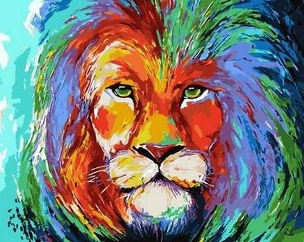 Colored Lion paint by numbers