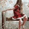 Little Girl In Red Dress Paint By Numbers