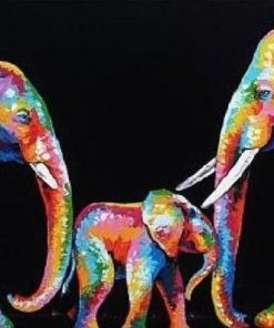 Colorful Elephant Family Paint By Numbers