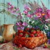 Strawberries Basket And Flowers Paint By Numbers