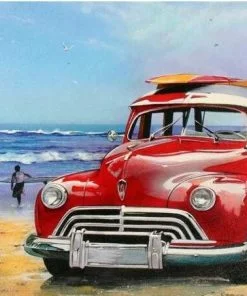 Classic Car On Beach Paint By Numbers