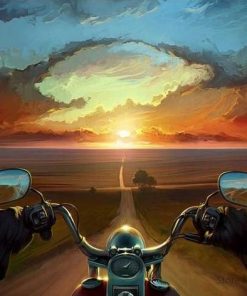 Motorcycle Driving At Sunset Paint By Numbers