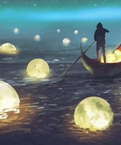 Moon Falling On A Sea Paint By Numbers