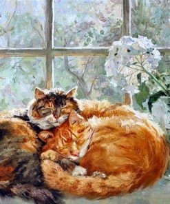 Sleeping Cats In Window Paint By Numbers