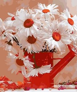 Daisies In Water Pail Paint By Numbers